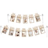 PartyCorp Matte Brown One To Twelve Months Paper Photo Banner for 1st Birthday Party Decoration Set
